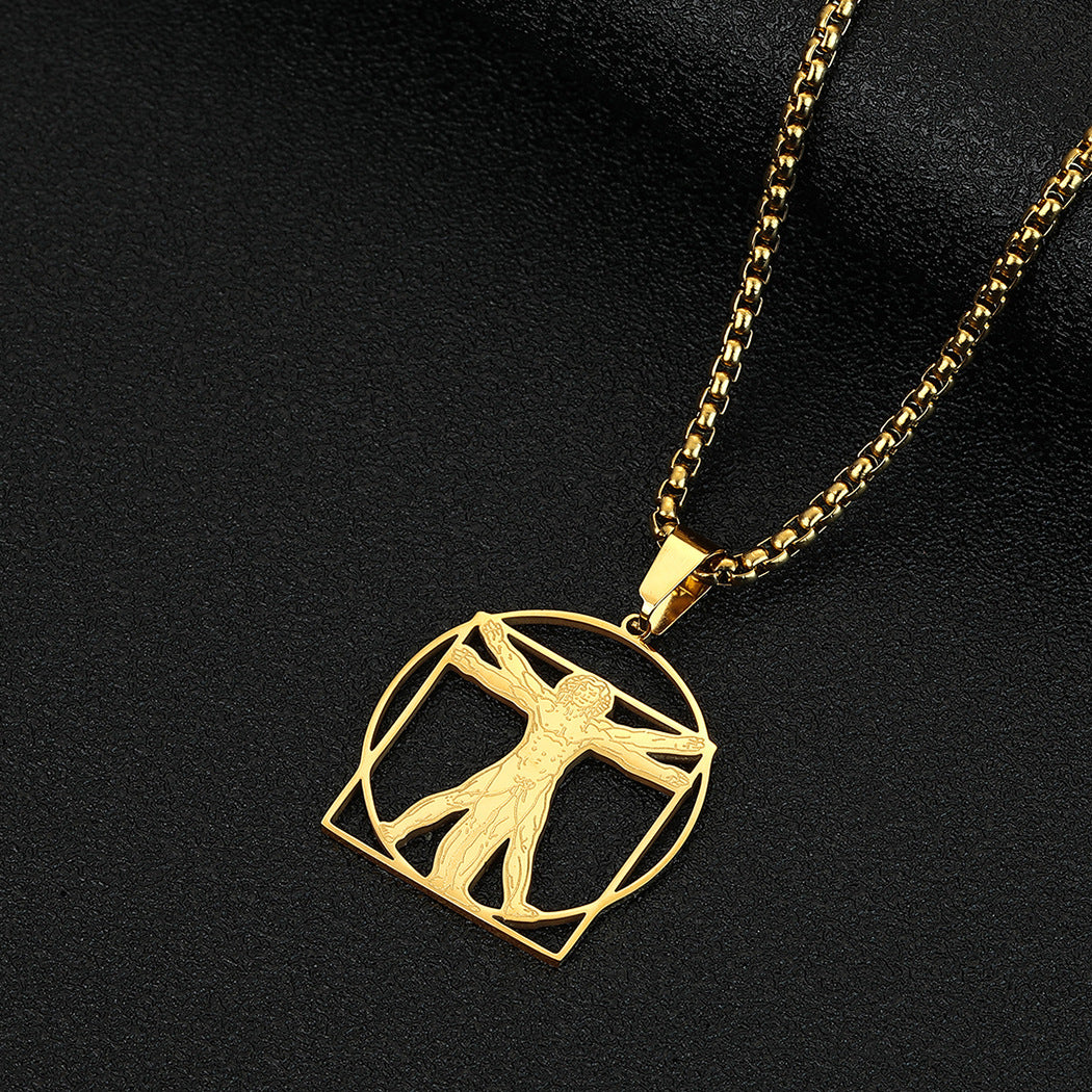 Joyería al por mayor de acero inoxidable Da Vinci Vitruvius collar colgante